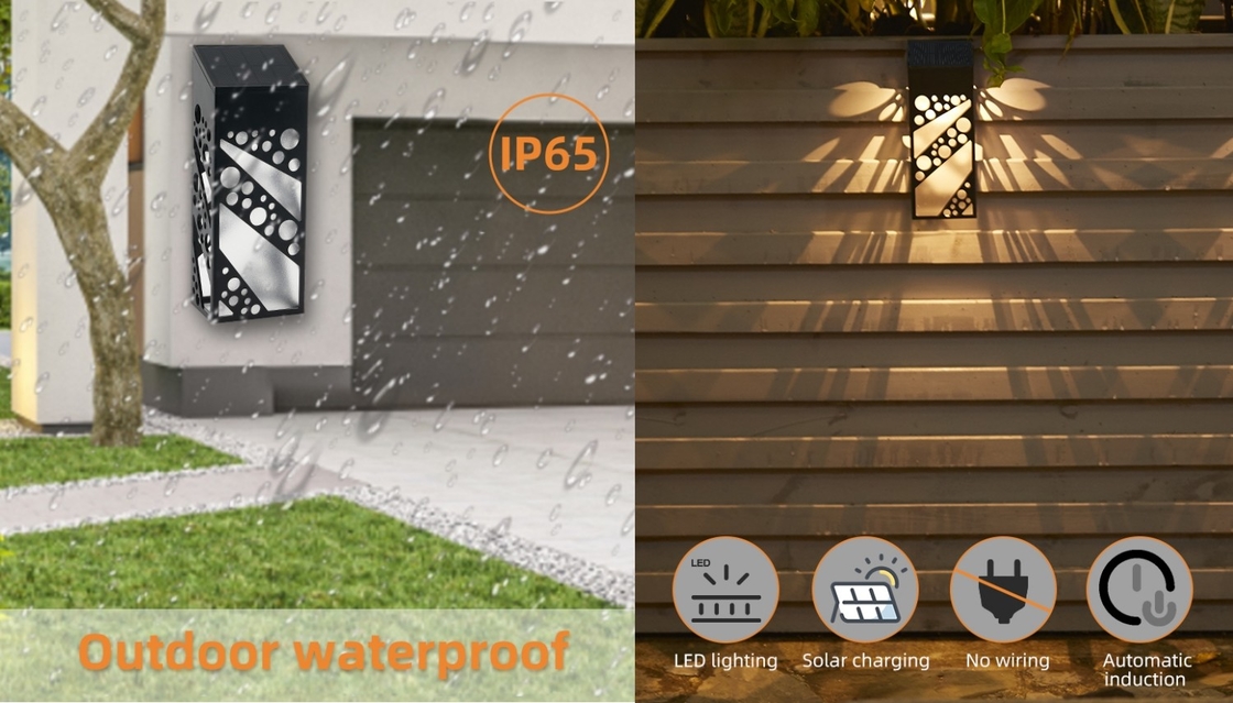 Luces solares impermeables LED al aire libre de la pared IP65 que encienden la luz resistente ULTRAVIOLETA del jardín de la cerca