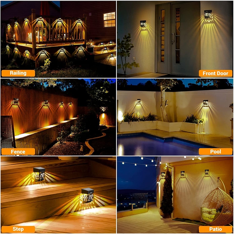 Luz de cercas de patio solar a prueba de agua para exteriores Luz de puertas solares de LED de varios colores