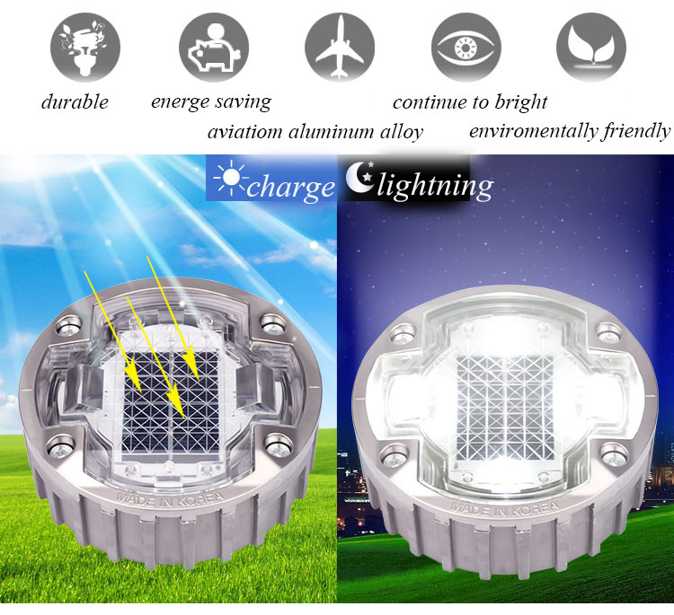 Duración de vida larga ≥30000h Rodillos de carretera con energía solar φ123*48.5mm para carreteras soportan 30 toneladas