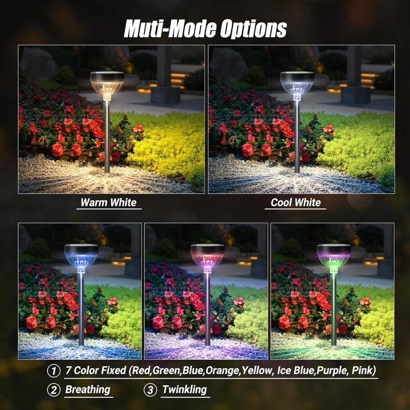 Luces de jardín solar para exteriores RGB Decorativa luz solar para jardín