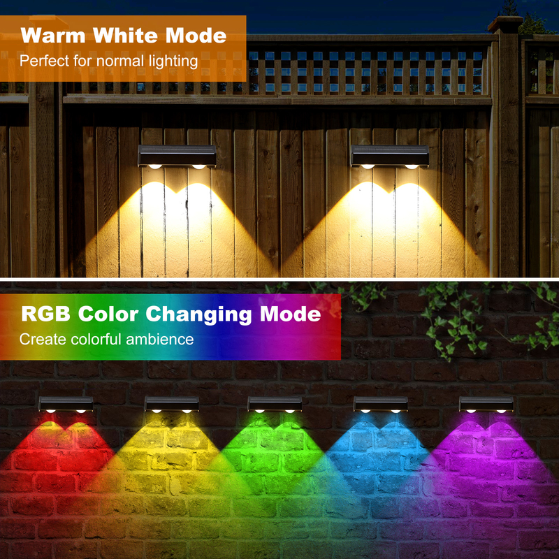 Luz de pared solar RGB respirante con IP65 A prueba de agua Nivel 2 LED de burbuja ABA PC Shell