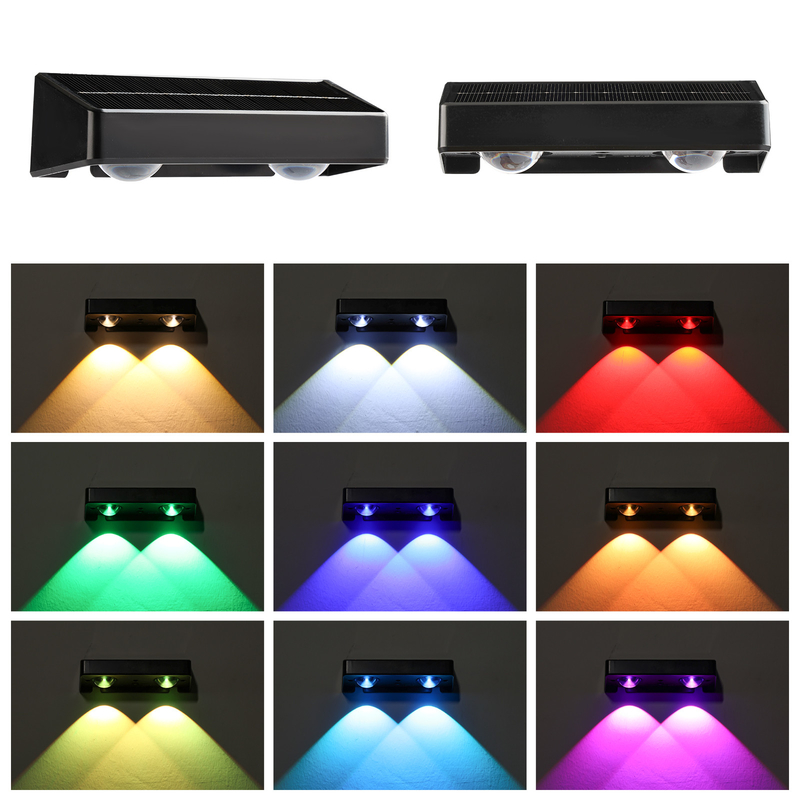 Luz solar de pared RGB de doble modo impermeable con color de iluminación RGB blanco cálido y 2 LED de burbuja