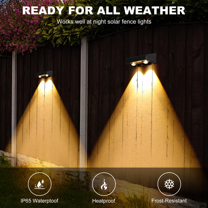 Luz solar de pared RGB de doble modo impermeable con color de iluminación RGB blanco cálido y 2 LED de burbuja