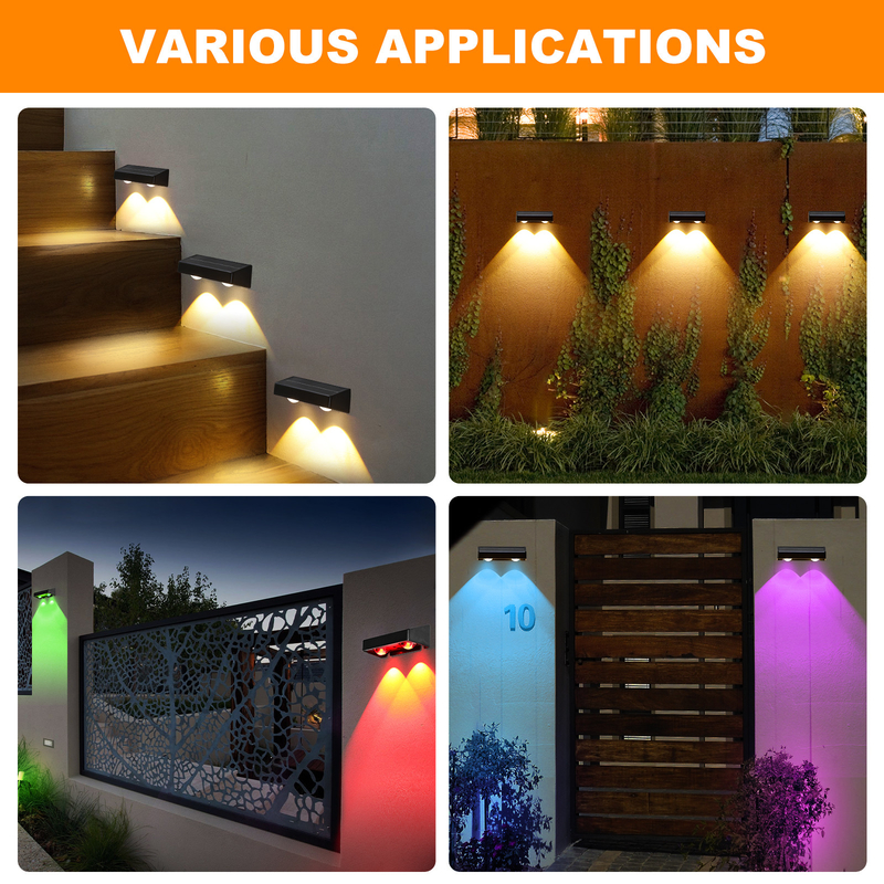 Luz solar de pared RGB de doble modo impermeable con color de iluminación RGB blanco cálido y 2 LED de burbuja