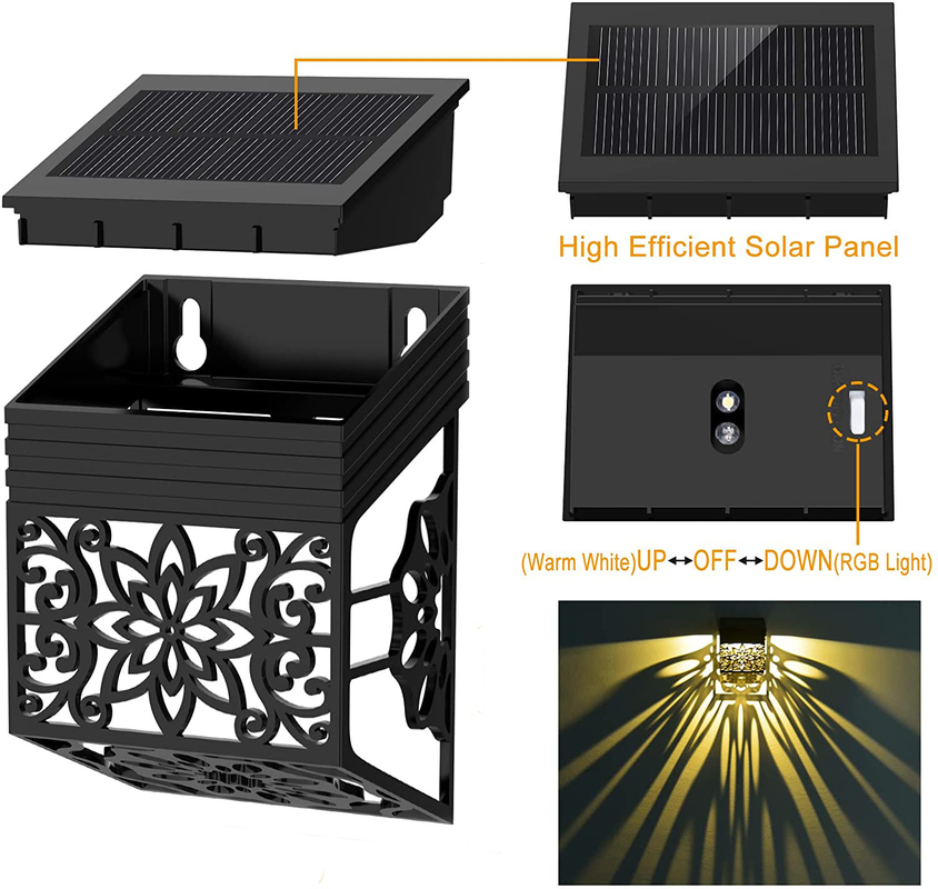 Luz de cercas de patio solar a prueba de agua para exteriores Luz de puertas solares de varios colores