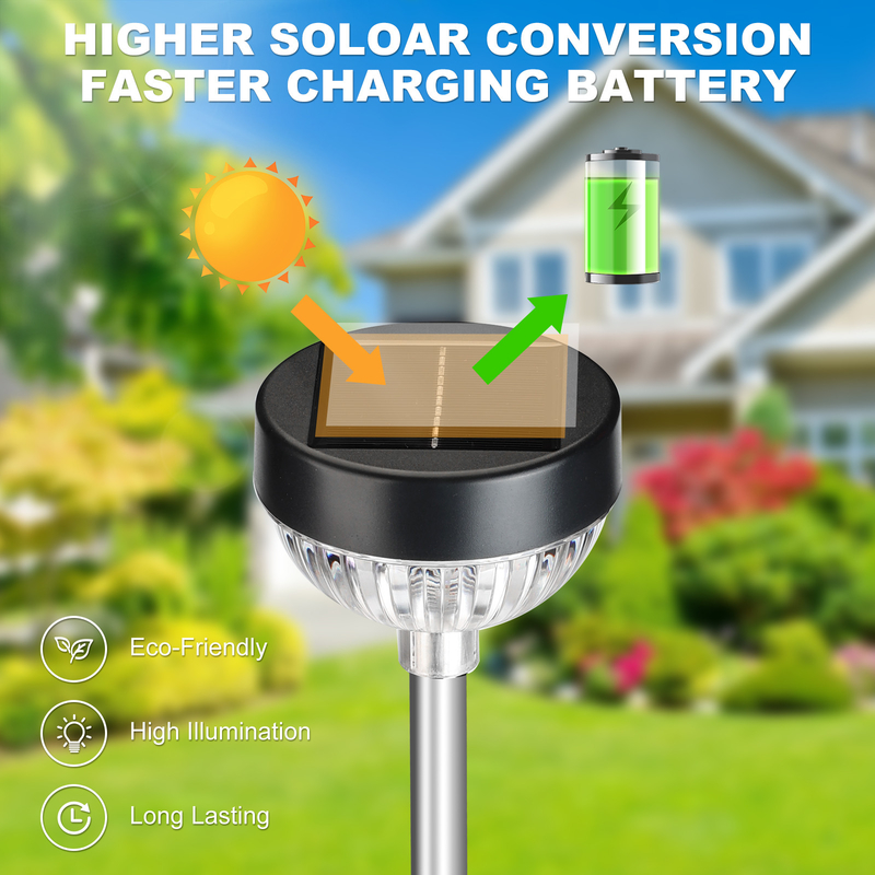Luzes de jardín LED con energía solar con nivel de impermeabilización IP65 e intensidad de luz de 10LM para senderos al aire libre