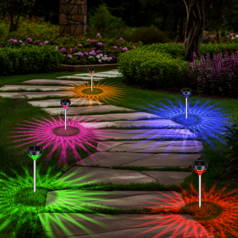 Iluminación de jardín LED con energía solar con diseño a prueba de intemperie Panel solar monocristalino ABS PC y 10LM cálido