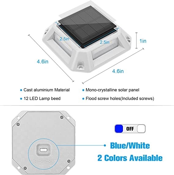 Luz solar LED de aluminio 20 lumens IP68 a prueba de agua 4 paquetes con instalación de tornillo