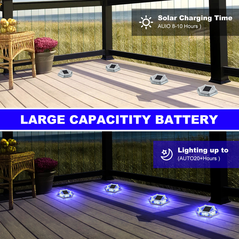 20 lumens Azul/Blanco Frío Luz de muelle solar Cuerpo de aluminio IP68 Nivel a prueba de agua 150g Voltagem 2V