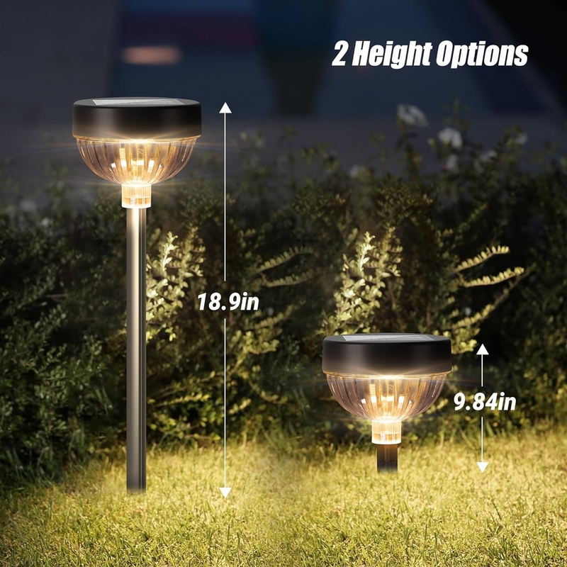 Luz de estaca solar con función de encendido/apagado automático y cuentas LED dobles para iluminación exterior brillante