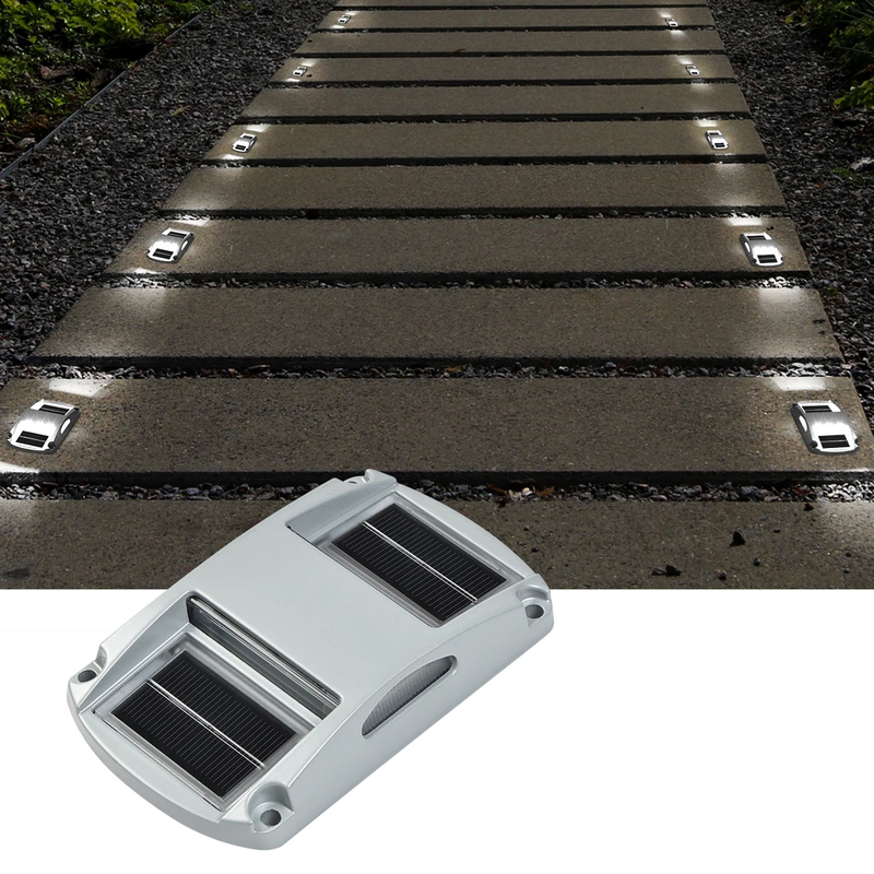 Luces de aluminio con voltaje de 2 V con instalación de tornillo con energía solar - paquete de 4
