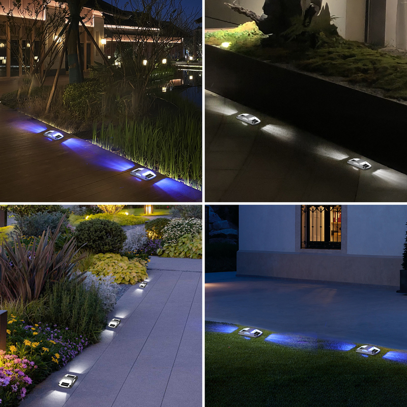 20 lumens Aluminio Iluminación solar de muelle LED azul/blanco frío Instalación de tornillo de 4 paquetes