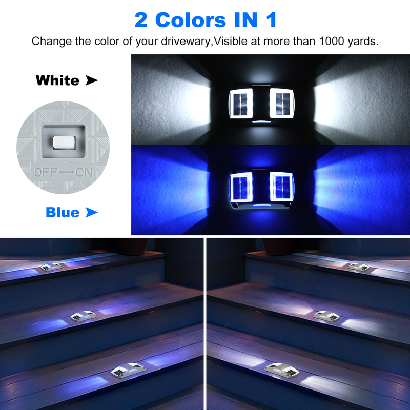 Luz solar de aluminio 20 lumens IP68 resistente al agua Energía solar Iluminación azul/blanco frío