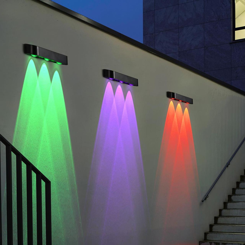 Luz solar de pared exterior con batería ternaria de litio 3Pcs LED RGB Respirador IP65 ABA PC Shell