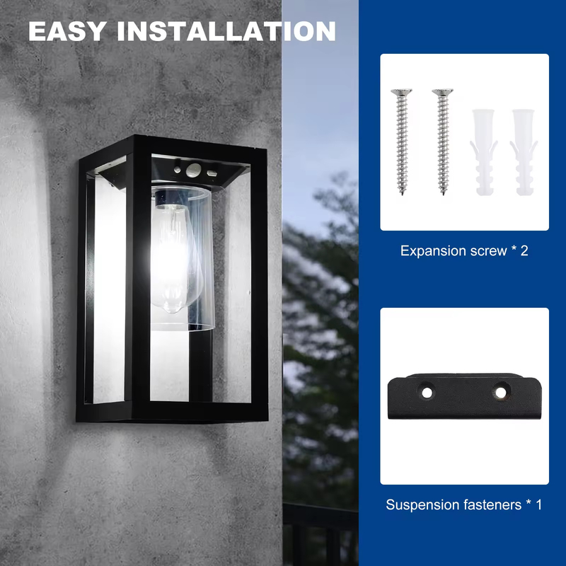 Sensor de movimiento Luz solar de porche Iluminación exterior IP65 Sconce Lámpara de linterna de pared para el patio Puerta de entrada decorativa