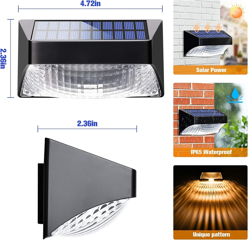 Lámpara de pared de cubierta de exterior a prueba de agua LED Iluminación solar luminosa Iluminación de pared para cercas de jardín Pared exterior