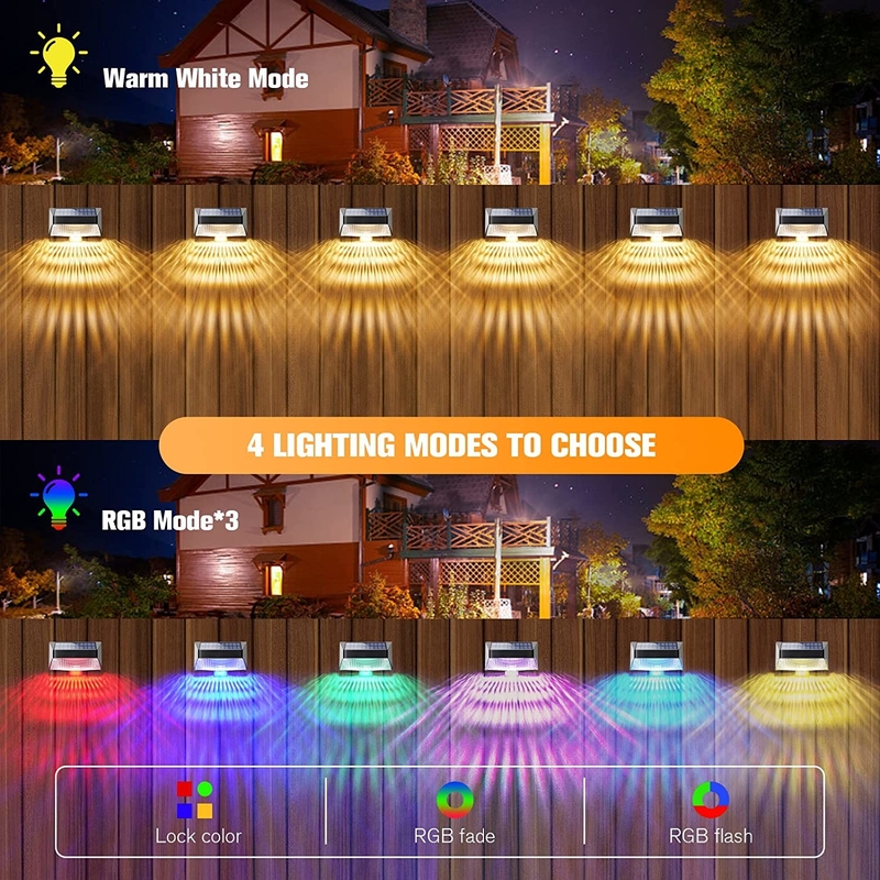 Lámpara de pared de cubierta de exterior a prueba de agua LED Iluminación solar luminosa Iluminación de pared para cercas de jardín Pared exterior