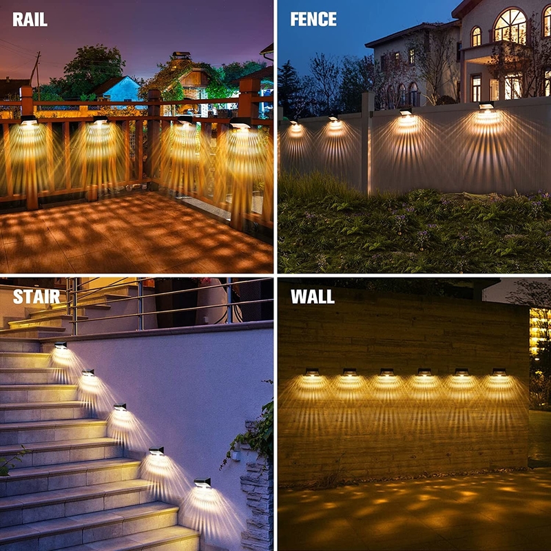 Lámpara de pared de cubierta de exterior a prueba de agua LED Iluminación solar luminosa Iluminación de pared para cercas de jardín Pared exterior