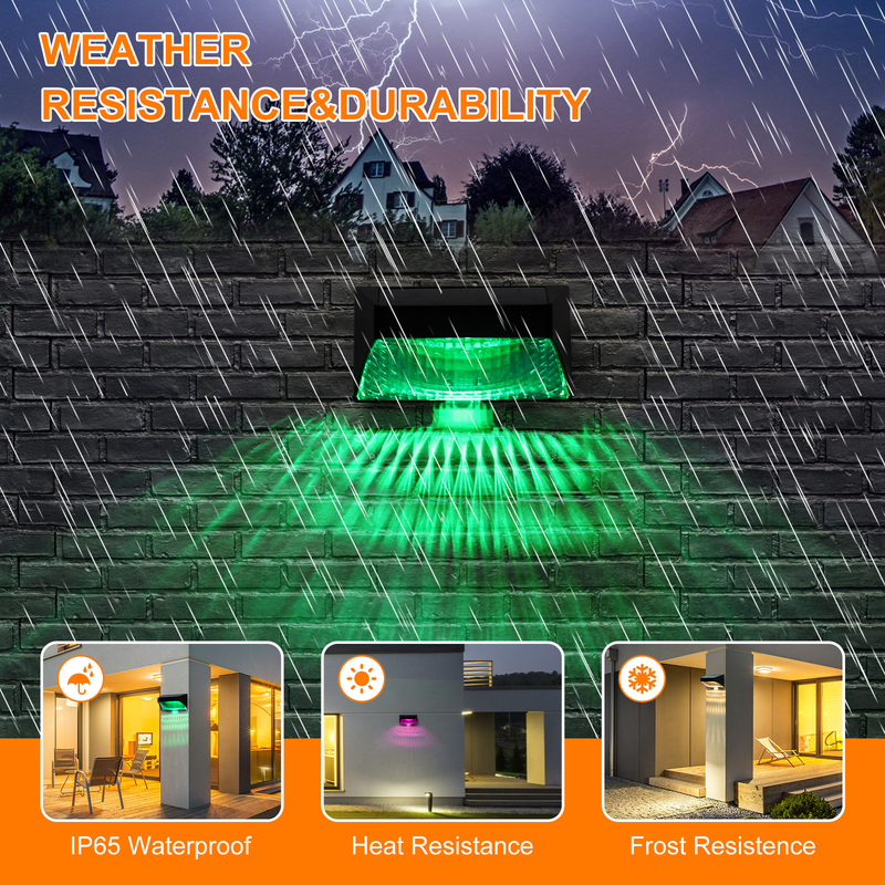 Lámpara de pared de cubierta de exterior a prueba de agua LED Iluminación solar luminosa Iluminación de pared para cercas de jardín Pared exterior