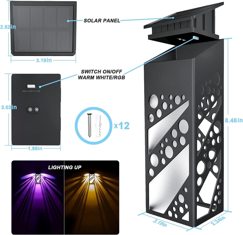 4.5 horas de carga de la luz de la cerca solar para facilitar el cuidado de la iluminación exterior