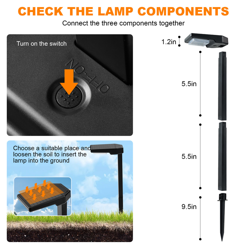 6 luces LED Luz solar IP65 Protección a prueba de agua para espacios exteriores
