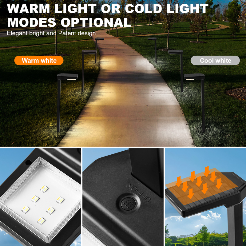 6 Pcs Perlas IP65 Luz solar para jardín Alimentado por panel de silicio monocristalino 5V/100MA