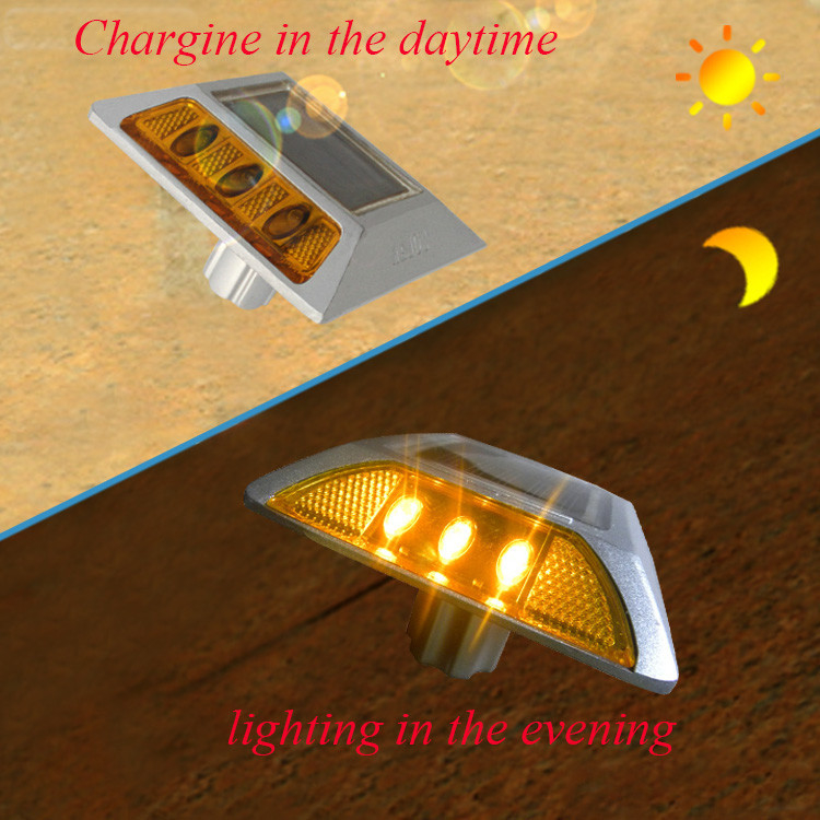 IP68 resistente al agua Solar Spike LED reflector de aluminio fundido Luces de orientación de tráfico vial con pies