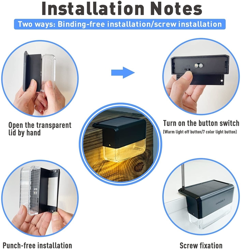 IP65 resistente al agua luz solar de pared exterior blanco caliente RGB luz solar de pared