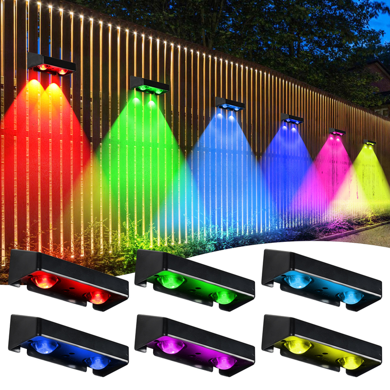 Luz de cercas solares al aire libre montada en la pared Lavadora de paredes Luz RGB Brillante Respiración de jardín Luz de jardín