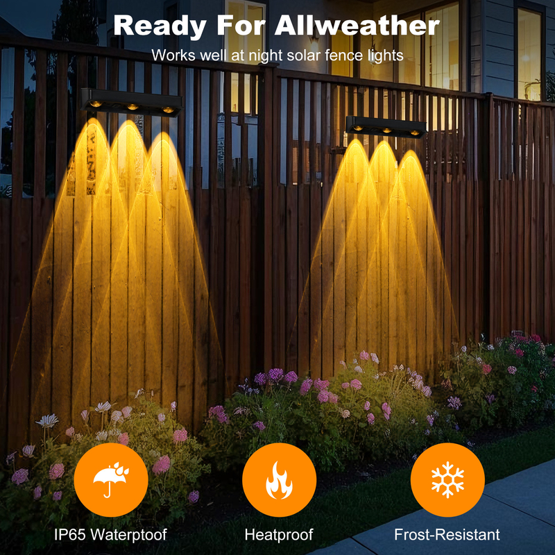 Venta caliente IP65 Panel solar de poli silicio resistente al agua Luz blanca cálida Luz hacia arriba y hacia abajo Fuente de luz Solar LED lámpara de pared Hotel
