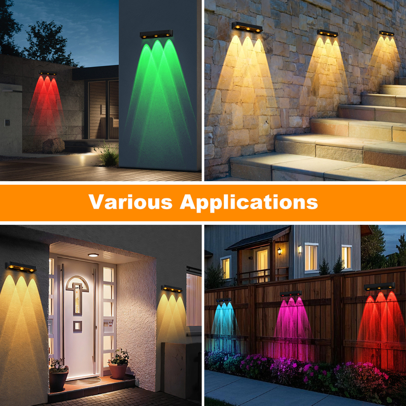 Venta caliente IP65 Panel solar de poli silicio resistente al agua Luz blanca cálida Luz hacia arriba y hacia abajo Fuente de luz Solar LED lámpara de pared Hotel