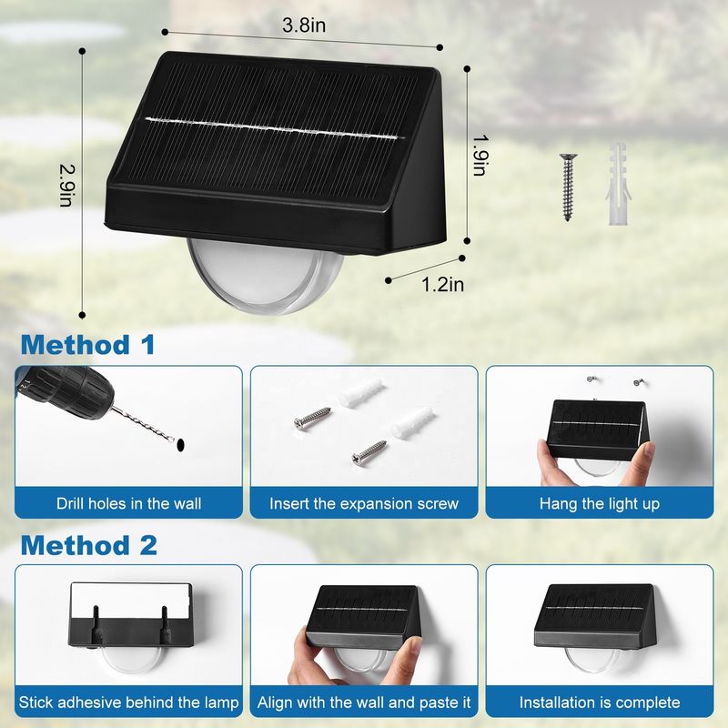 Luces de escalón LED solares para exteriores IP65 a prueba de agua 7 colores RGB