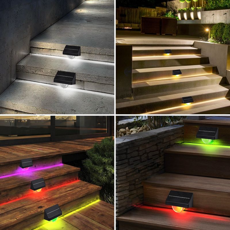 Luces de escalón LED solares para exteriores IP65 a prueba de agua 7 colores RGB