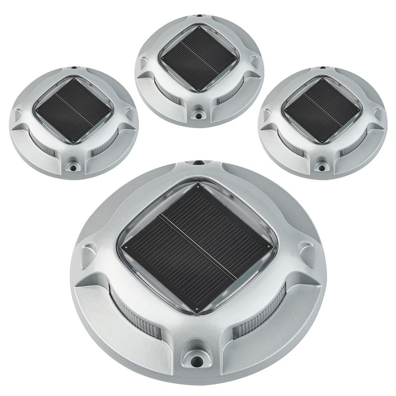Outdoor Solar Road Stud with 6000K Daylight Alert LED and 110*22.5MM Size Waterproof Aluminum Deck Light
