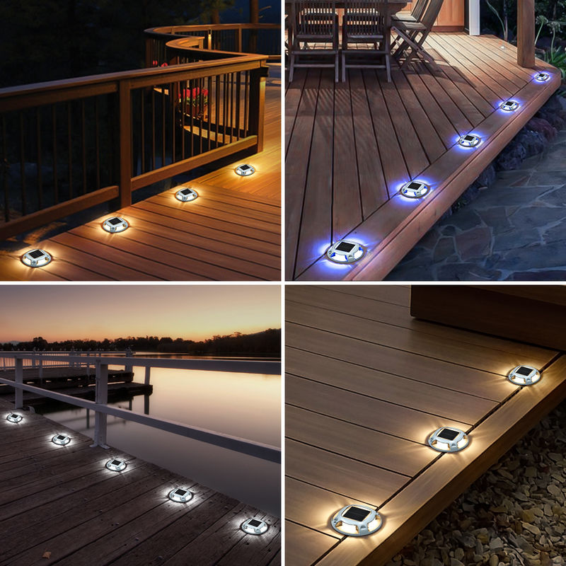 Outdoor Solar Road Stud with 6000K Daylight Alert LED and 110*22.5MM Size Waterproof Aluminum Deck Light