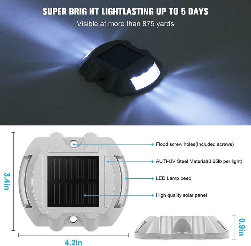 Solar Road Stud with Visual Distance >500m Working Life >3 Years and High Resist Compression >20T for Traffic Safety