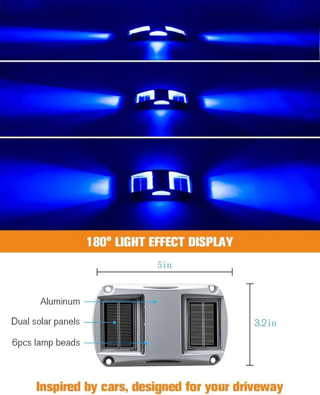 Luz solar para cubierta de aluminio con 2 modos de iluminación, 5000K luz diurna y 2 años de garantía