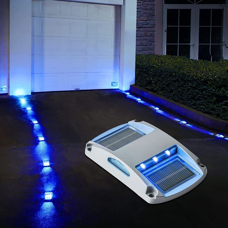 6 LED Lamp IP68 Waterproof Solar Dock Light with 5000K Daylight for Wireless Road Driveway Path Lighting