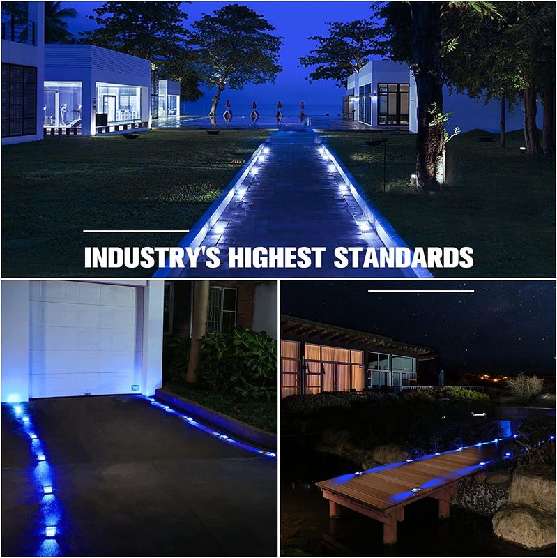 6 LED Lamp IP68 Waterproof Solar Dock Light with 5000K Daylight for Wireless Road Driveway Path Lighting