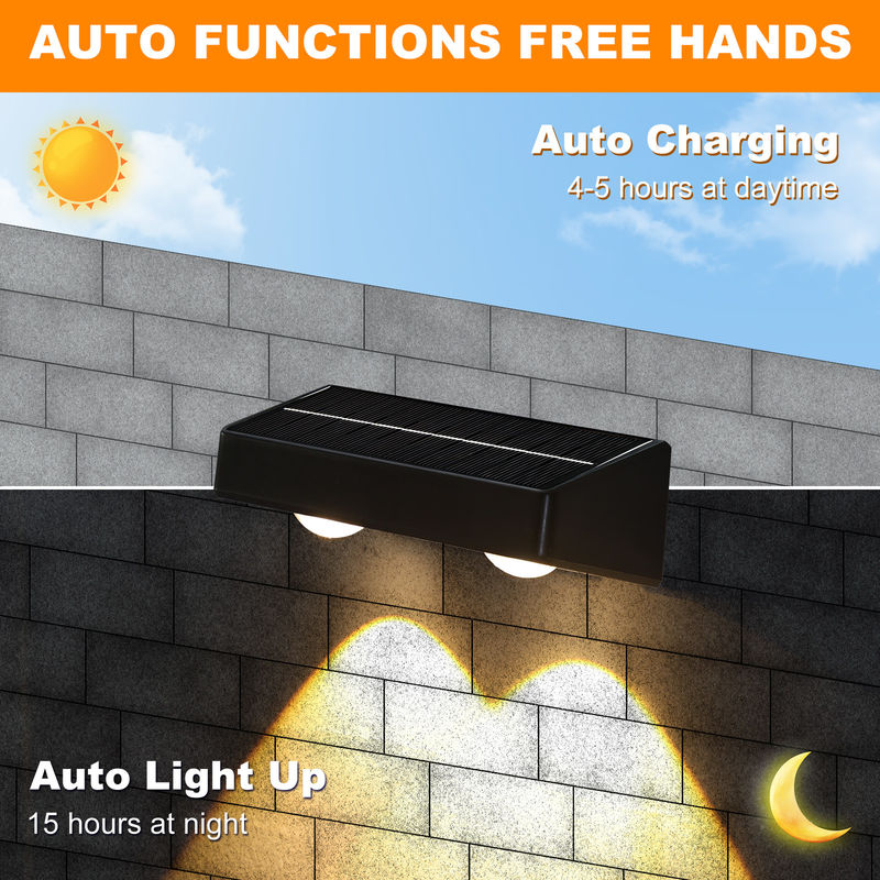 131*45*39mm IP65 Monocristalino Silicio Luz solar para exteriores de larga duración en negro